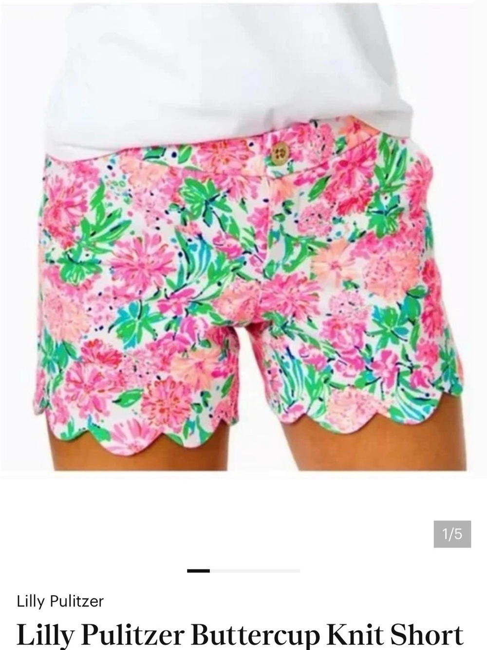 Lilly Pulitzer Buttercup Floral Scallop-Hem High-Waist Shorts EUC size 14